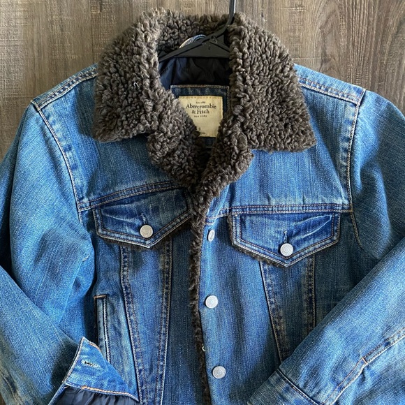 Abercrombie Denim Sherpa Puffer Jacket